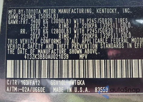 2010 Toyota Venza Base V6 from USA, damaged, VIN 4T3ZK3BB0AU021039